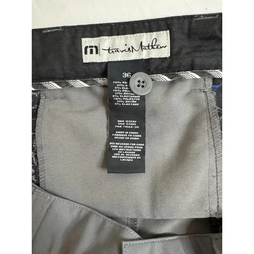 TravisMathew Men’s 36 Performance Stretch Pants‎ Gray Golf Casual Lightweight